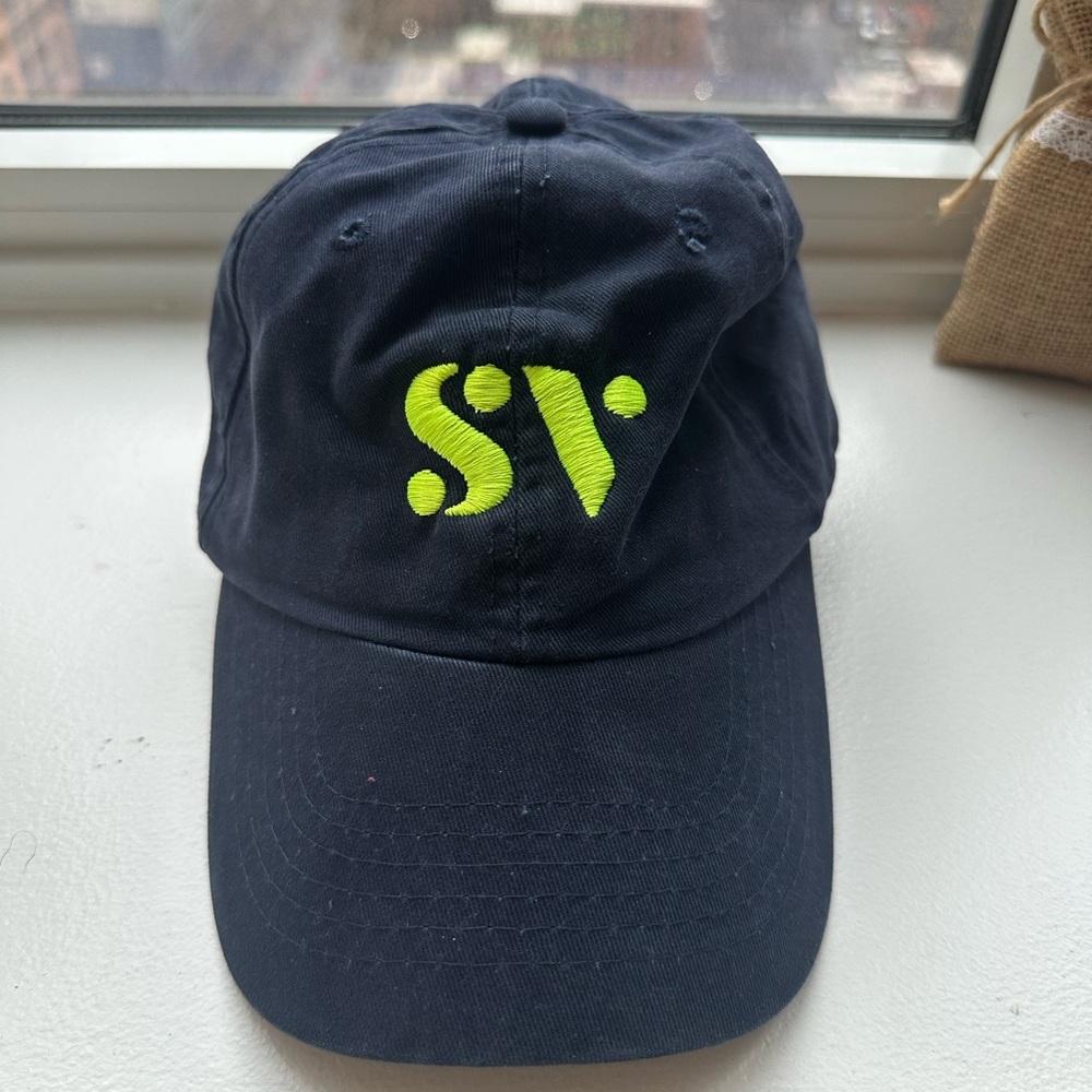 Navy Blue Women's Cap with Neon Green Logo
